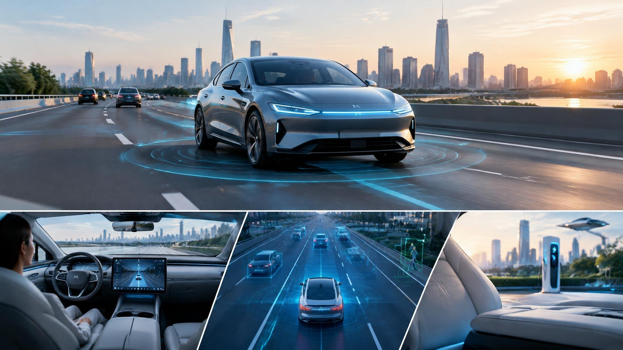 electric car on road